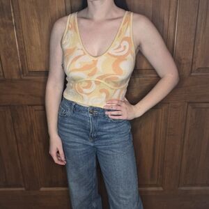 Orange and Cream Swirl Tank Top
